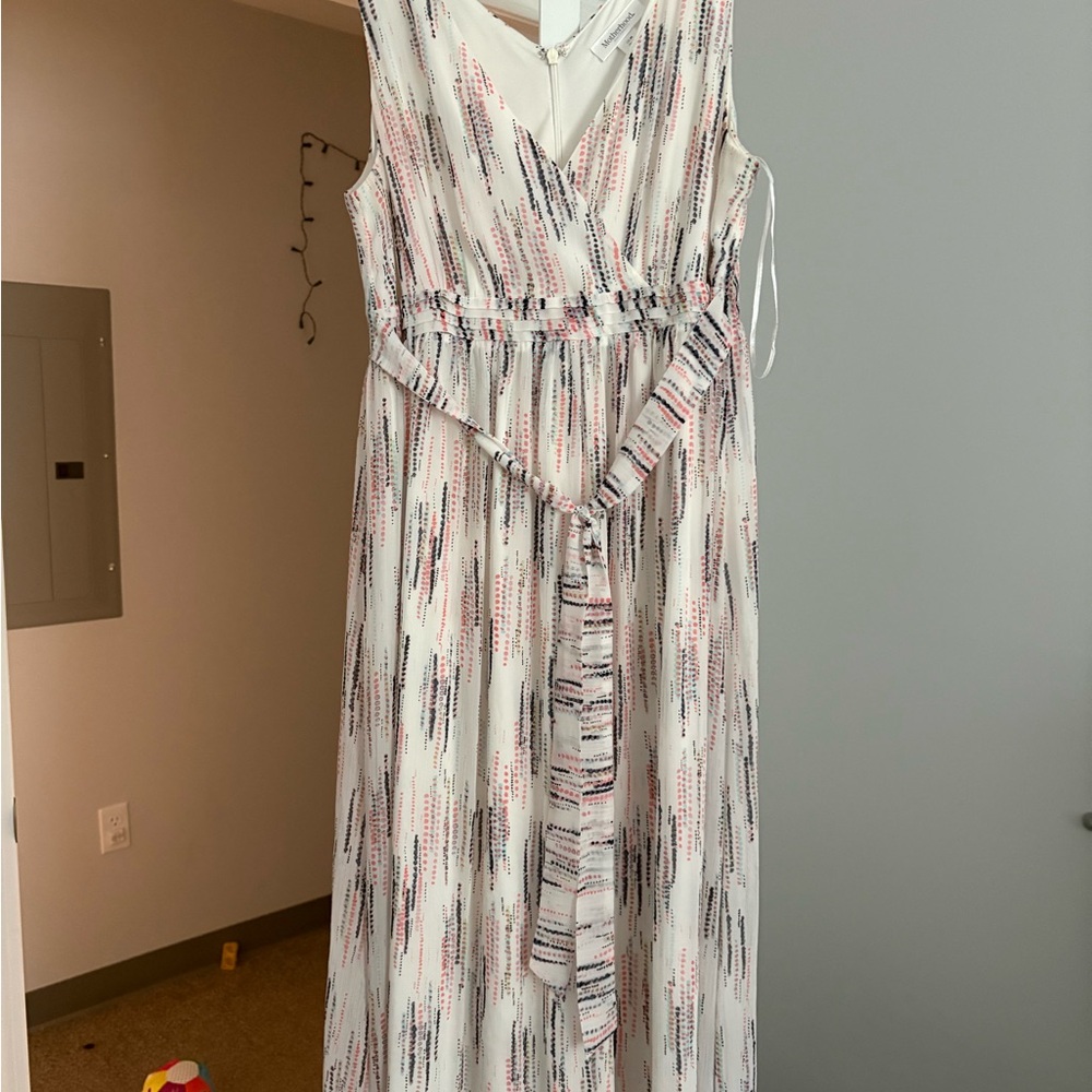 Motherhood White and Pink Maxi Dress